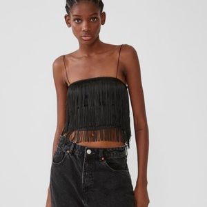 Black Fringe Tank Top
